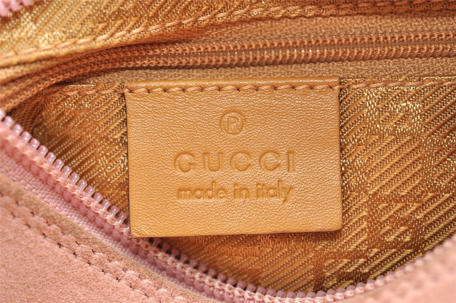 Authentic GUCCI Vintage Shoulder Hand Bag Purse Suede Leather Pink 5301I