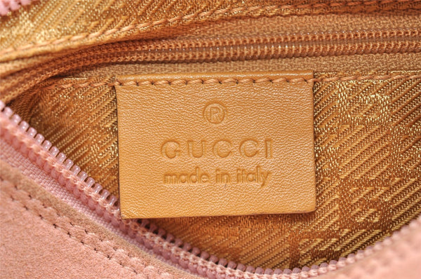 Authentic GUCCI Vintage Shoulder Hand Bag Purse Suede Leather Pink 5301I