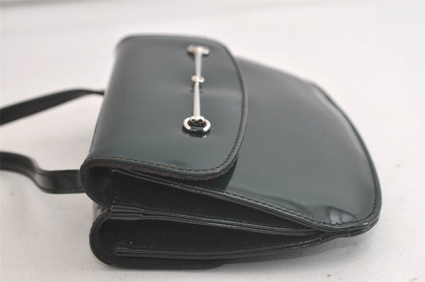 Authentic GUCCI Horsebit Shoulder Cross Body Bag Purse Enamel Green Junk 5301K