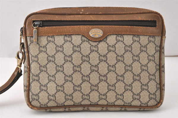 Authentic GUCCI GG Plus Clutch Hand Bag Purse PVC Leather Brown Junk 5304K