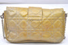Authentic Christian Dior New Lock Cannage Enamel Chain Shoulder Bag Yellow 5305K
