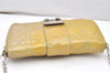 Authentic Christian Dior New Lock Cannage Enamel Chain Shoulder Bag Yellow 5305K