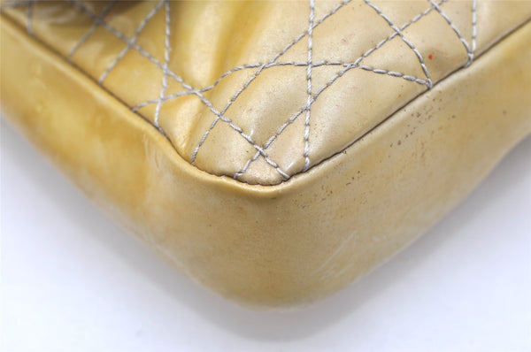 Authentic Christian Dior New Lock Cannage Enamel Chain Shoulder Bag Yellow 5305K