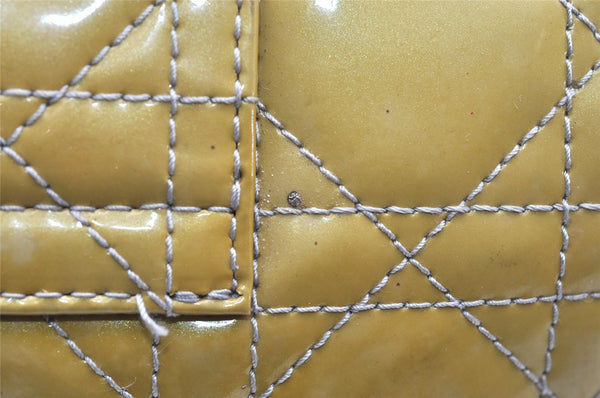 Authentic Christian Dior New Lock Cannage Enamel Chain Shoulder Bag Yellow 5305K