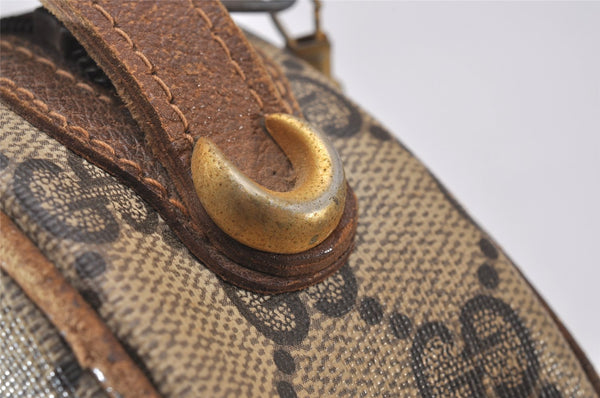 Authentic GUCCI Vintage Shoulder Cross Body Bag Purse GG PVC Leather Brown 5306I