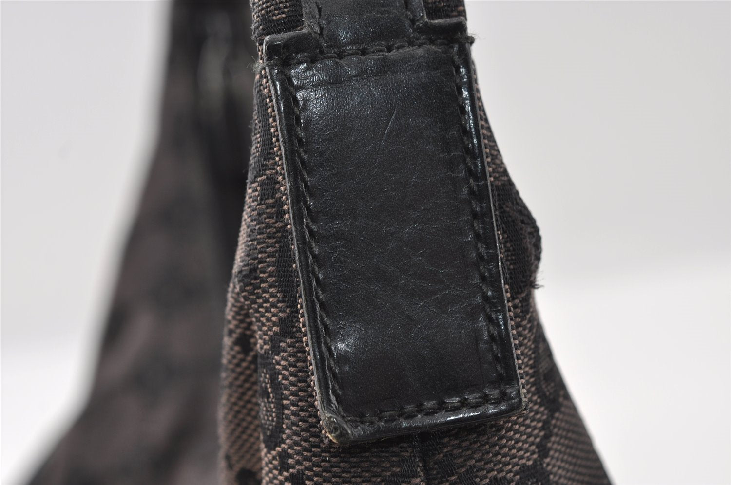 Authentic GUCCI Shoulder Hand Bag Purse GG Canvas Leather 0013386 Black 5307I