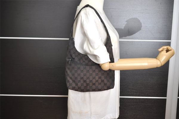 Authentic GUCCI Shoulder Hand Bag Purse GG Canvas Leather 0013386 Black 5307I