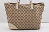 Authentic GUCCI New Britt Shoulder Tote Bag GG Canvas Leather 169945 Brown 5309J