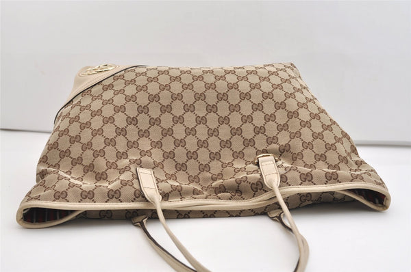 Authentic GUCCI New Britt Shoulder Tote Bag GG Canvas Leather 169945 Brown 5309J