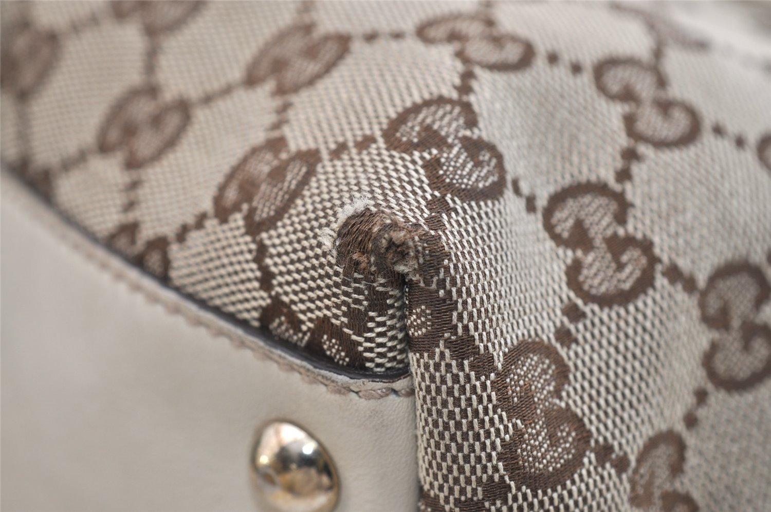 Authentic GUCCI New Britt Shoulder Tote Bag GG Canvas Leather 169945 Brown 5309J