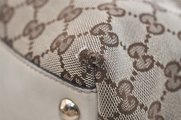 Authentic GUCCI New Britt Shoulder Tote Bag GG Canvas Leather 169945 Brown 5309J