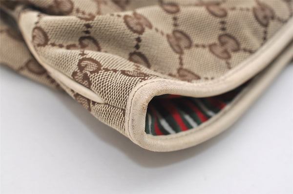 Authentic GUCCI New Britt Shoulder Tote Bag GG Canvas Leather 169945 Brown 5309J