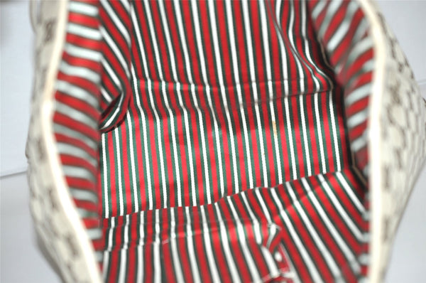 Authentic GUCCI New Britt Shoulder Tote Bag GG Canvas Leather 169945 Brown 5309J