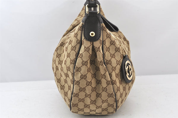 Authentic GUCCI Sukey Shoulder Tote Bag GG Canvas Leather 232955 Brown 5309K