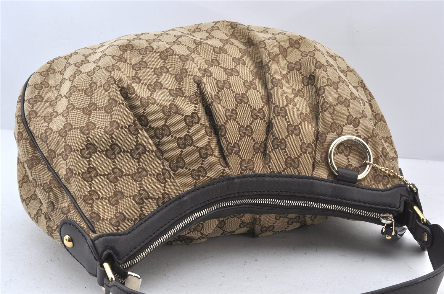Authentic GUCCI Sukey Shoulder Tote Bag GG Canvas Leather 232955 Brown 5309K
