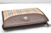 Authentic Burberrys Nova Check Clutch Hand Bag Patter Canvas Leather Beige 5311K