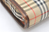 Authentic Burberrys Nova Check Clutch Hand Bag Patter Canvas Leather Beige 5311K
