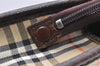 Authentic Burberrys Nova Check Clutch Hand Bag Patter Canvas Leather Beige 5311K