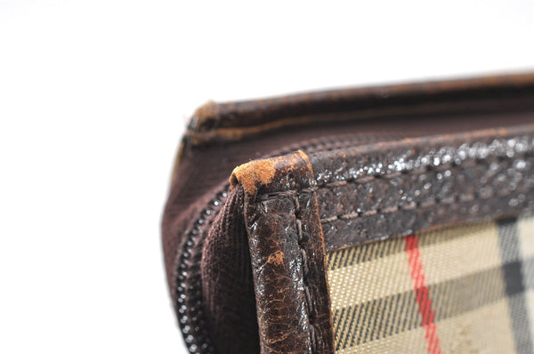 Authentic Burberrys Nova Check Clutch Hand Bag Patter Canvas Leather Beige 5311K