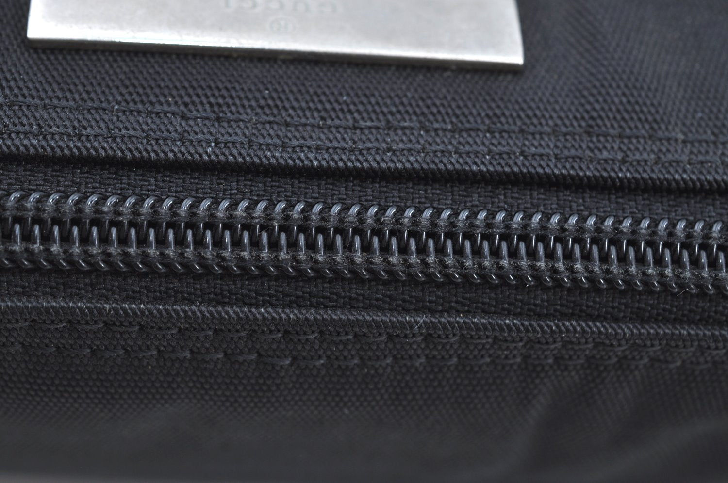 Authentic GUCCI Hand Bag Pouch Purse Nylon Leather 0391103 Black 5312F
