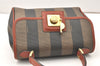 Authentic FENDI Pequin Hand Bag Purse PVC Leather Brown Black 5313K