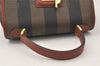 Authentic FENDI Pequin Hand Bag Purse PVC Leather Brown Black 5313K