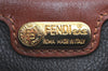 Authentic FENDI Pequin Hand Bag Purse PVC Leather Brown Black 5313K