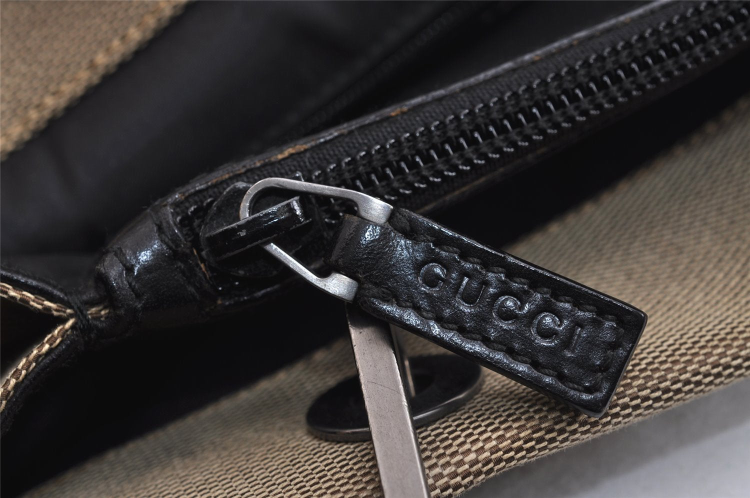 Authentic GUCCI Bamboo Vintage Hand Bag Canvas Leather 0021010 Beige 5317J