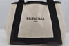 Authentic BALENCIAGA Navy Caba S Hand Bag Canvas Leather 339933 White 5318J