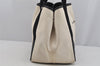 Authentic BALENCIAGA Navy Caba S Hand Bag Canvas Leather 339933 White 5318J