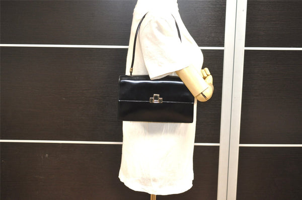 Authentic GUCCI Vintage Shoulder Hand Bag Purse Leather Black 5323I