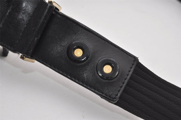 Authentic GUCCI Vintage Shoulder Bag Purse GG Canvas Leather 0014198 Black 5324I