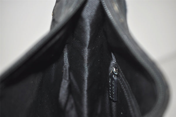 Authentic GUCCI Vintage Shoulder Bag Purse GG Canvas Leather 0014198 Black 5324I