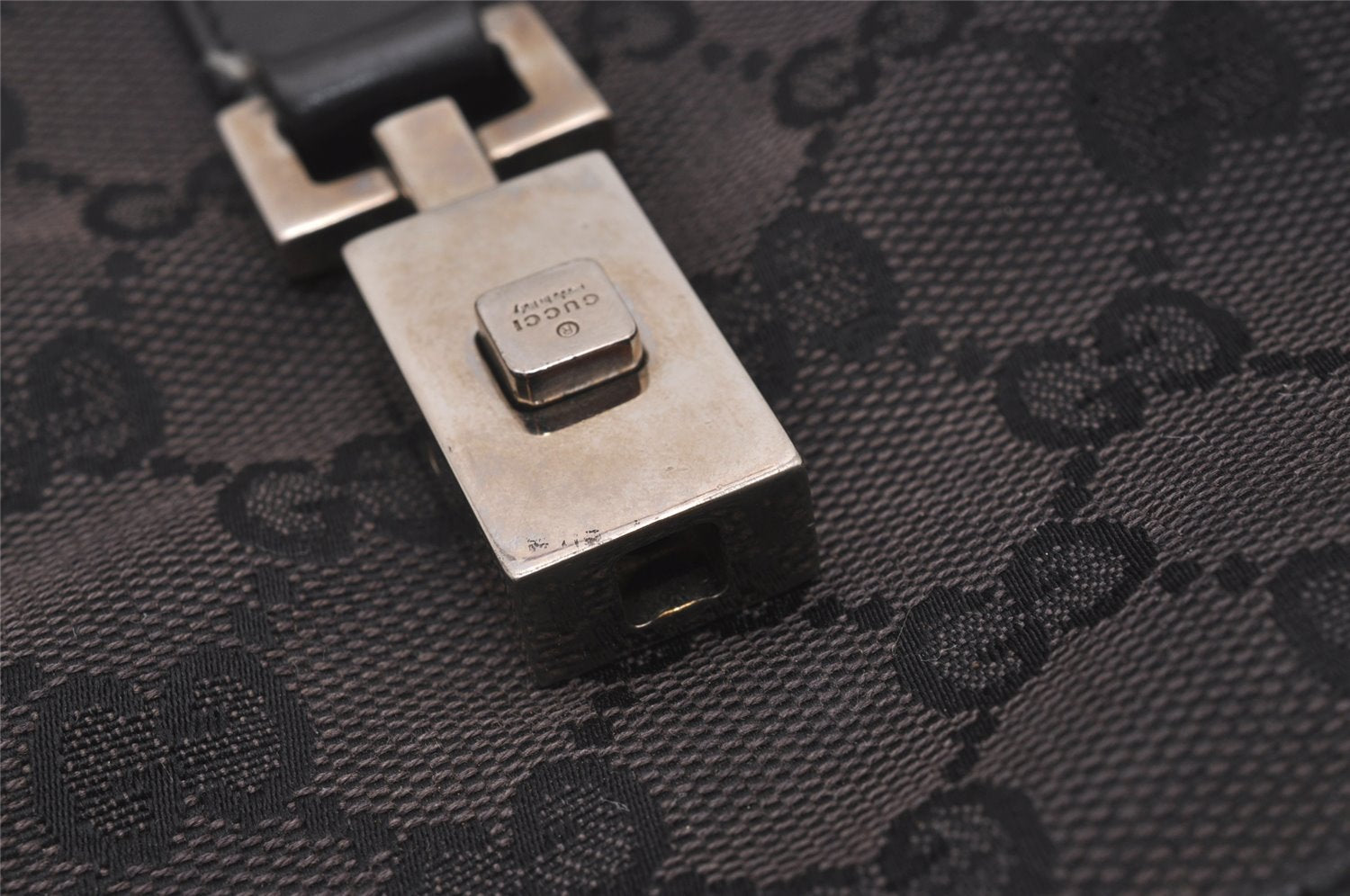 Authentic GUCCI Jackie Shoulder Hand Bag GG Canvas Leather 0013306 Black 5326I