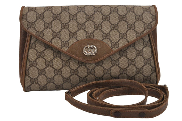 Authentic GUCCI Shoulder Cross Body Bag Purse GG PVC Leather Brown Junk 5326J
