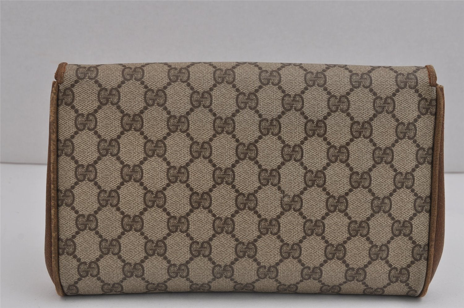 Authentic GUCCI Shoulder Cross Body Bag Purse GG PVC Leather Brown Junk 5326J