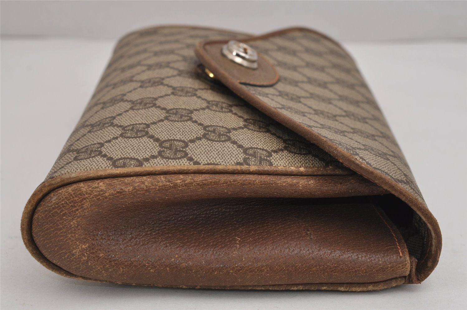 Authentic GUCCI Shoulder Cross Body Bag Purse GG PVC Leather Brown Junk 5326J