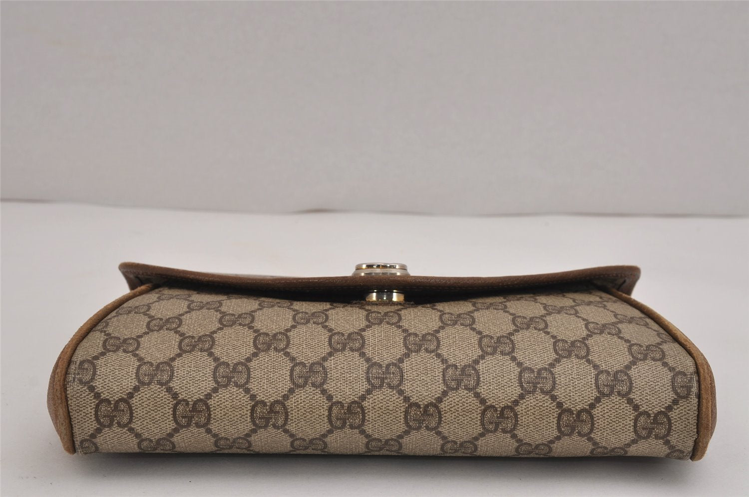 Authentic GUCCI Shoulder Cross Body Bag Purse GG PVC Leather Brown Junk 5326J