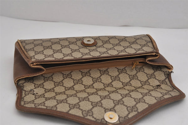Authentic GUCCI Shoulder Cross Body Bag Purse GG PVC Leather Brown Junk 5326J