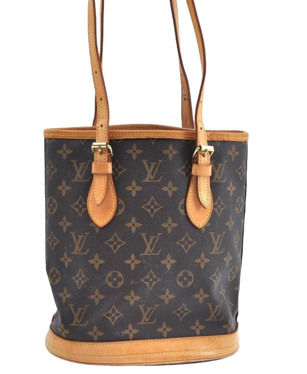 Authentic Louis Vuitton Monogram Bucket PM Shoulder Tote Bag M42238 LV 5327H