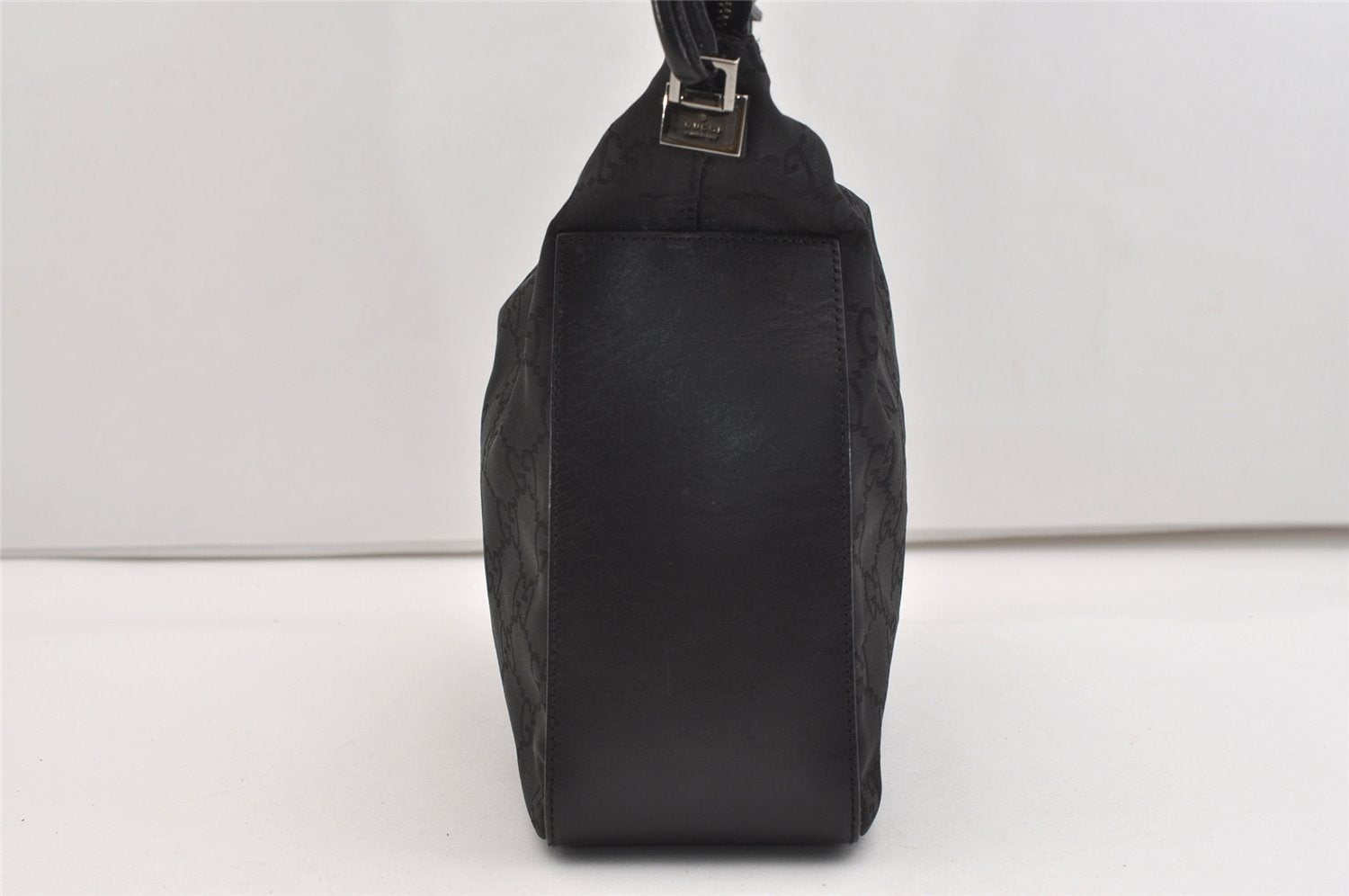 Authentic GUCCI Shoulder Hand Bag Purse GG Nylon Leather 0013766 Black 5327J