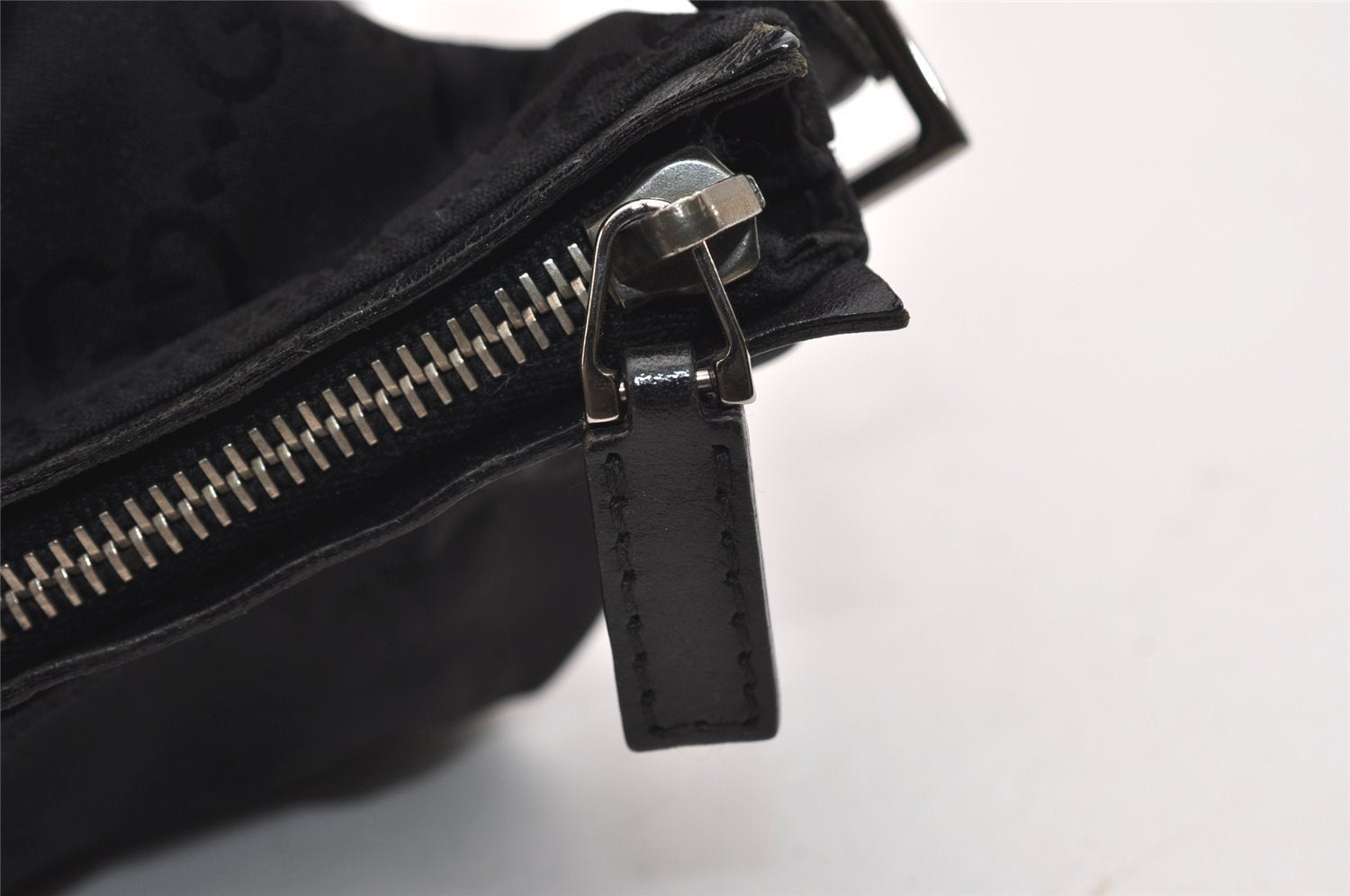 Authentic GUCCI Shoulder Hand Bag Purse GG Nylon Leather 0013766 Black 5327J