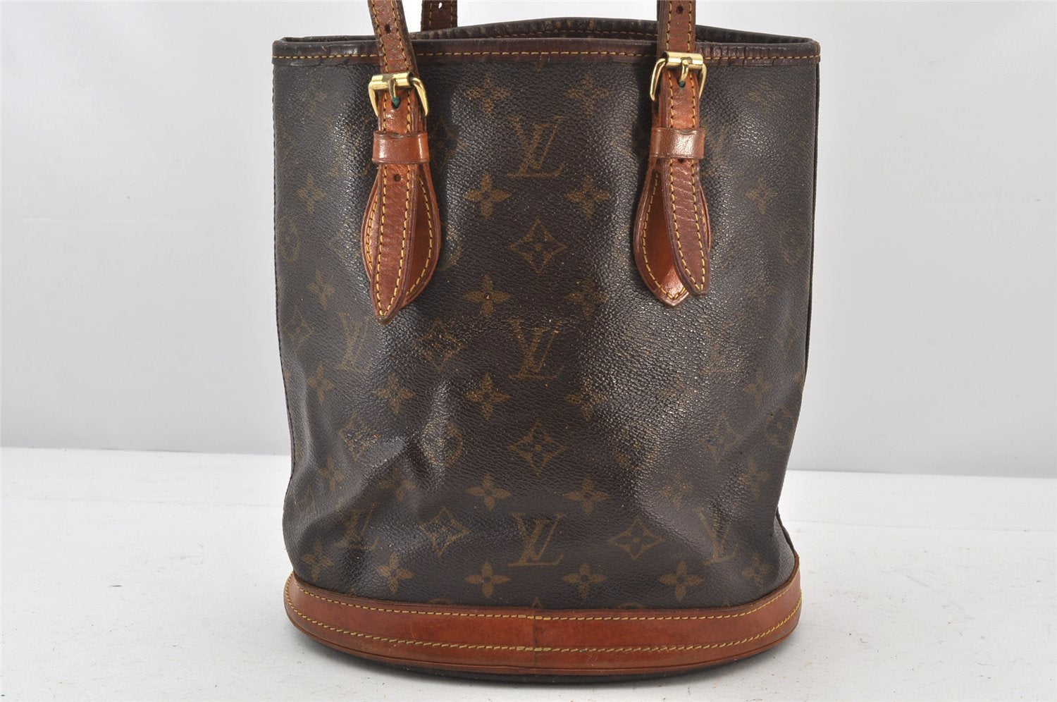 Authentic Louis Vuitton Monogram Bucket PM Shoulder Tote Bag M42238 Junk 5327K