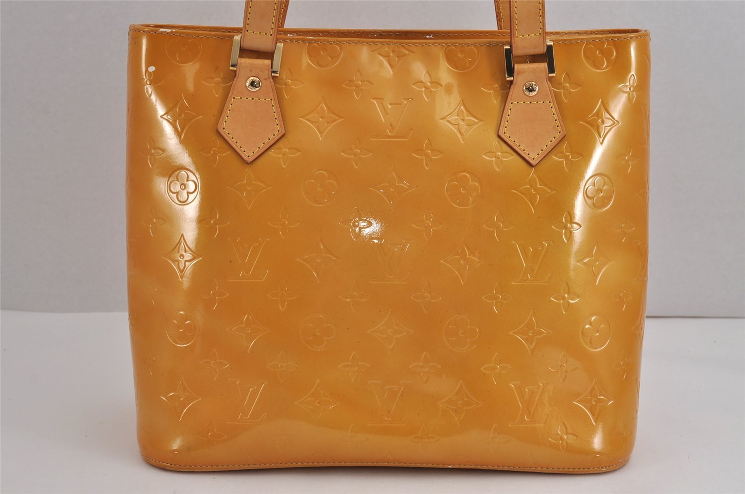 Authentic Louis Vuitton Vernis Houston Shoulder Hand Bag Yellow M91004 LV 5331J