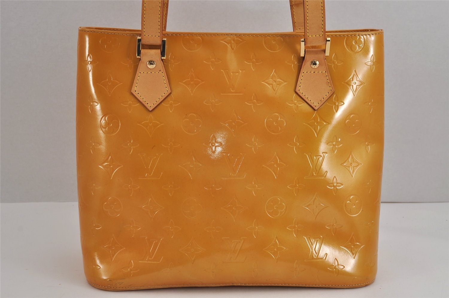 Authentic Louis Vuitton Vernis Houston Shoulder Hand Bag Yellow M91004 LV 5331J