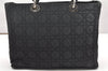 Auth Christian Dior Lady Dior Cannage Nylon Leather Hand Bag Black Junk 5332K