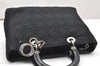 Auth Christian Dior Lady Dior Cannage Nylon Leather Hand Bag Black Junk 5332K