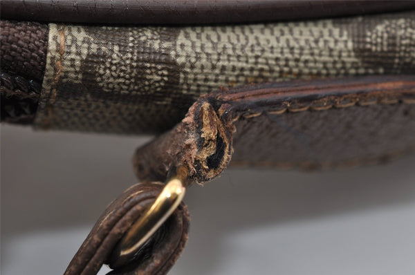 Authentic GUCCI Shoulder Cross Body Bag Purse GG PVC Leather Brown Junk 5333I