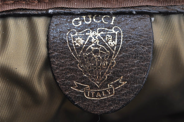 Authentic GUCCI Web Sherry Line Clutch Hand Bag Purse GG PVC Leather Brown 5334I
