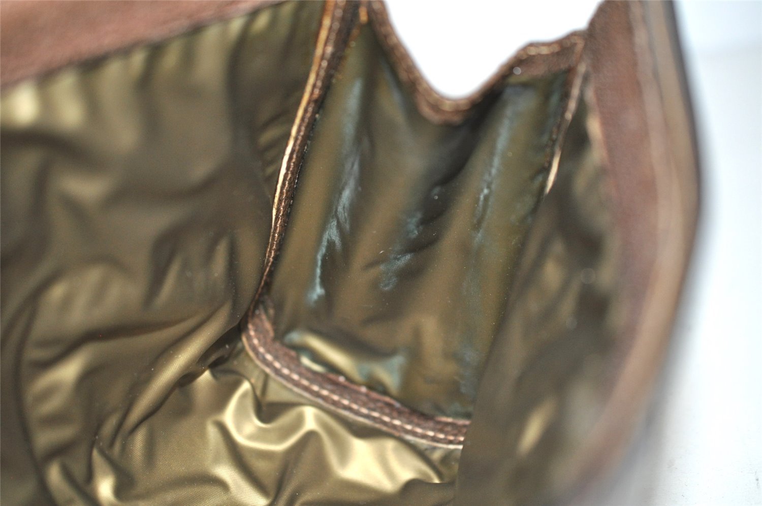 Authentic GUCCI Web Sherry Line Clutch Hand Bag Purse GG PVC Leather Brown 5334I